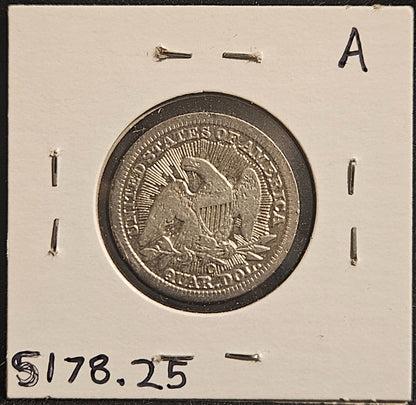 1853-O Seated Liberty Quarter VF Cleaned 5178.25-A — Reverse