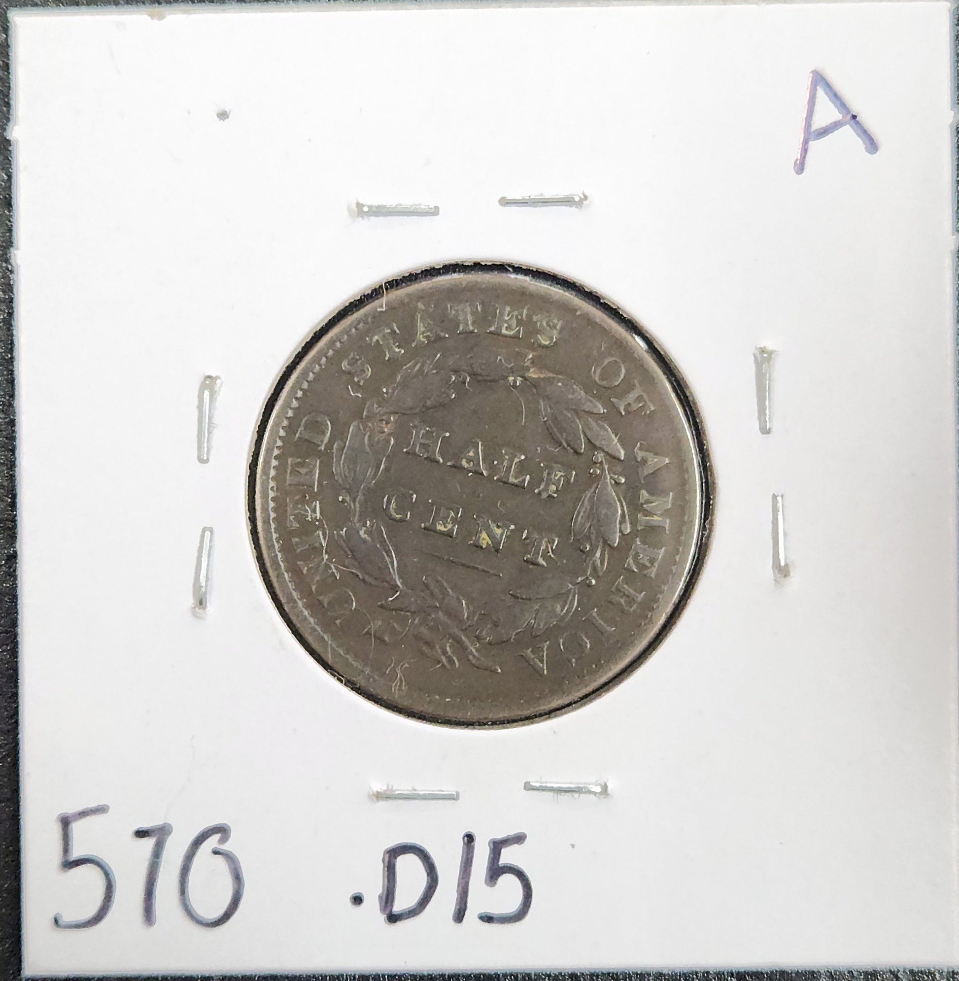 1835 Classic Head Half Cent FINE 570.D15-A — Reverse