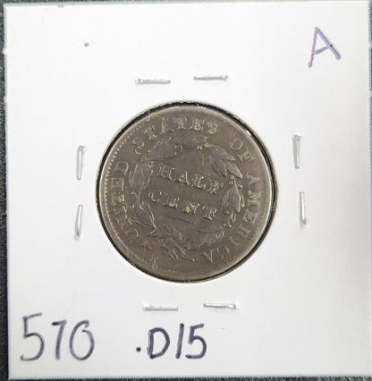 1835 Classic Head Half Cent FINE 570.D15-A — Reverse