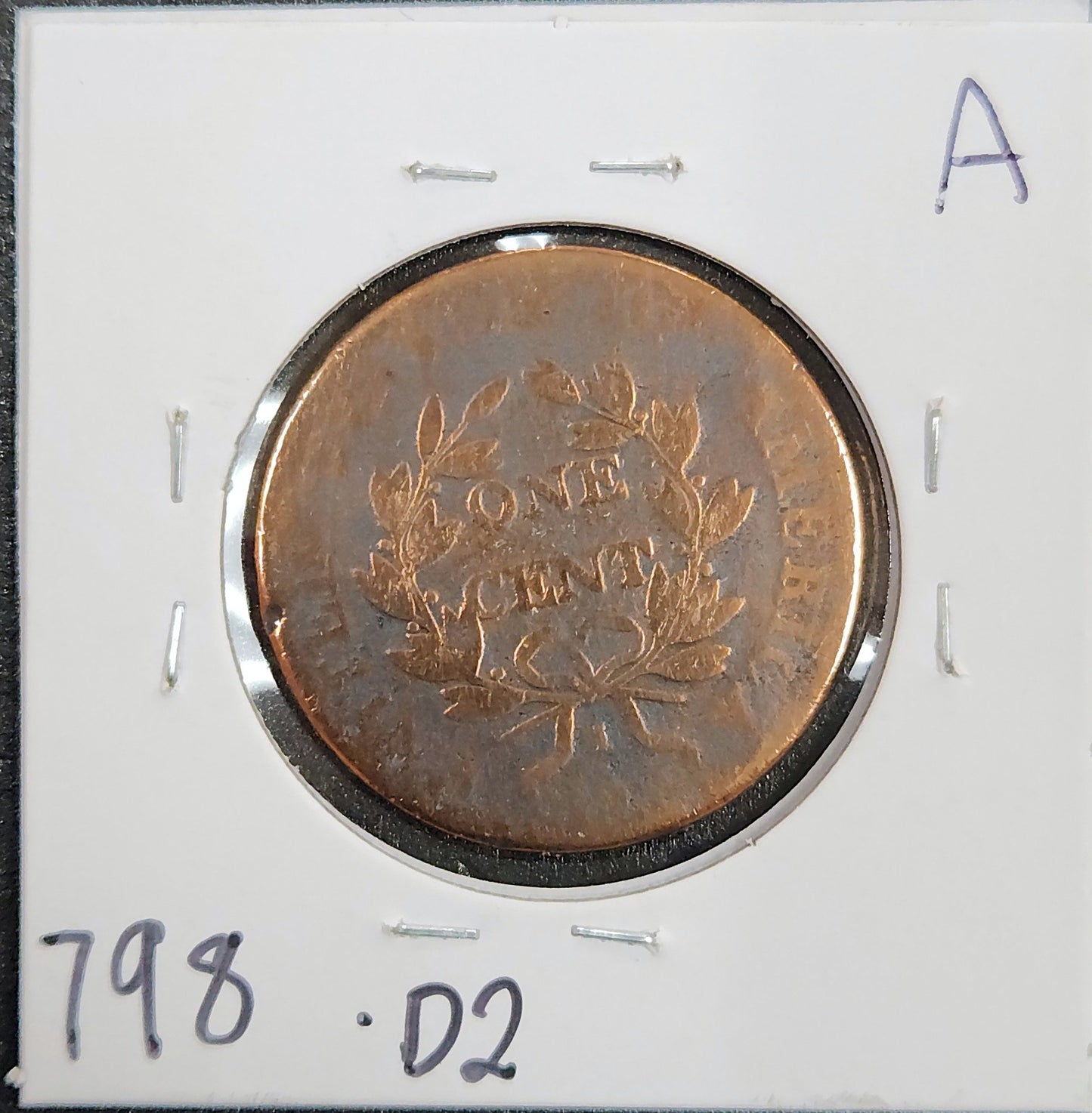 1802 Draped Bust Cent FAIR 798.D2-A — Reverse