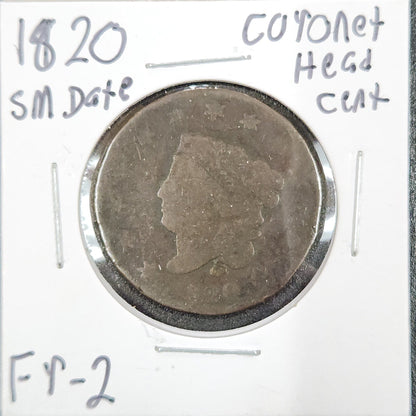 1820 Coronet Head Cent Small Date FR-2 901.2-A — Obverse