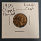 1965 Lincoln Cent Clipped Planchette Error 2205.MS-A — Obverse