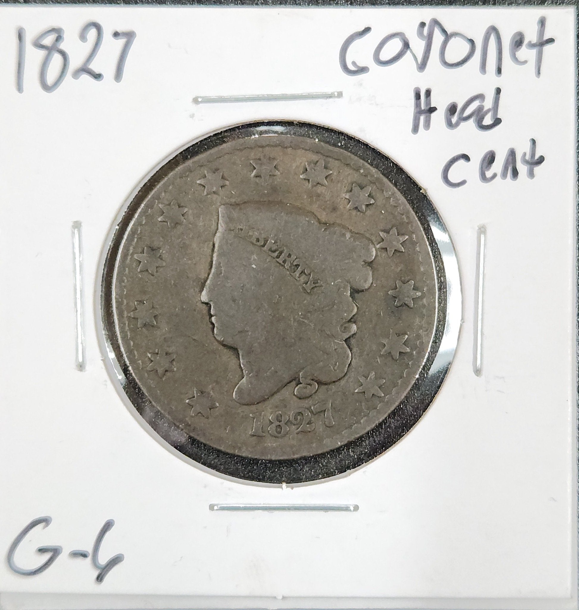 1827 Coronet Head Cent G-6 940.6-B — Obverse