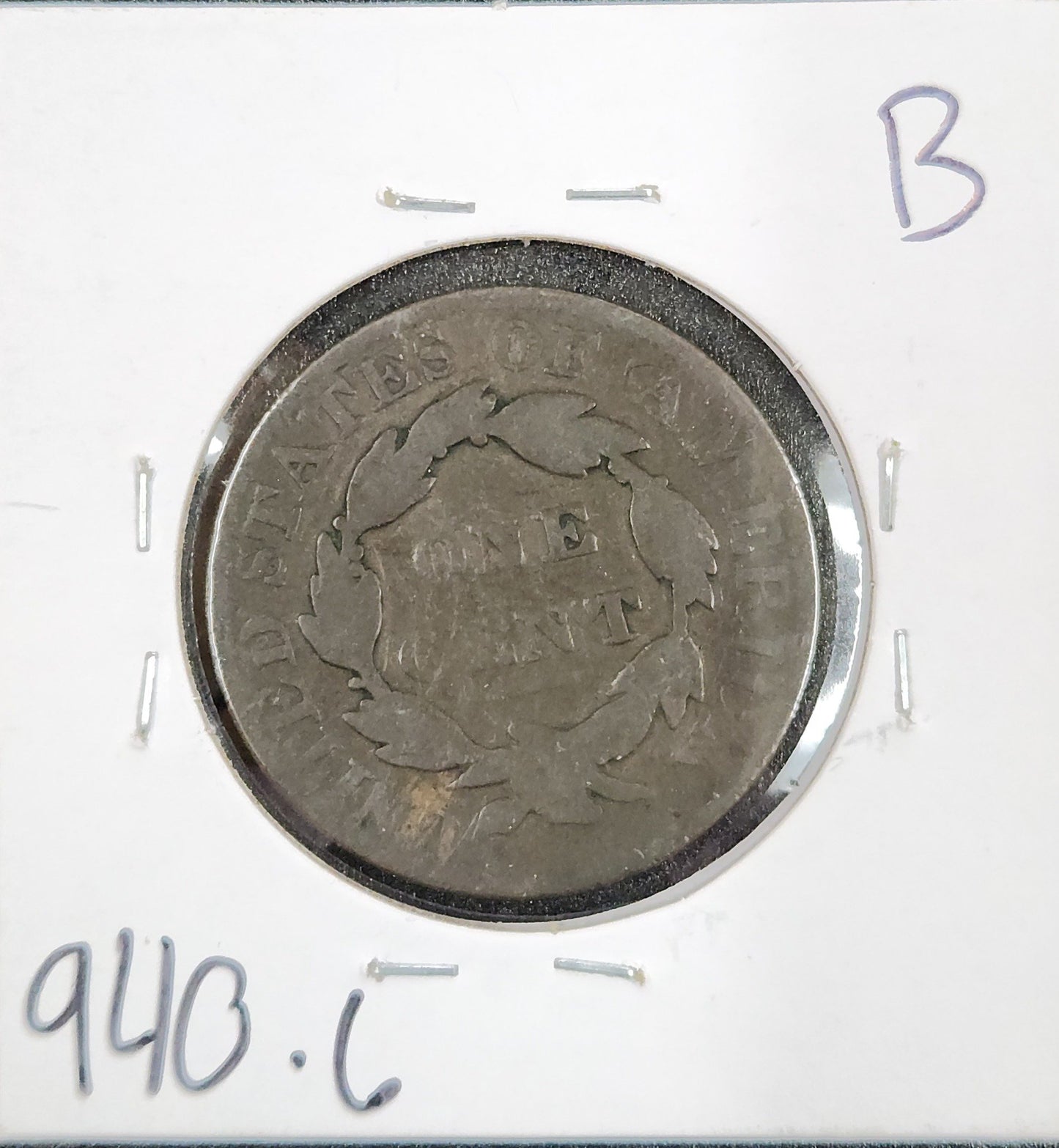 1827 Coronet Head Cent G-6 940.6-B — Reverse