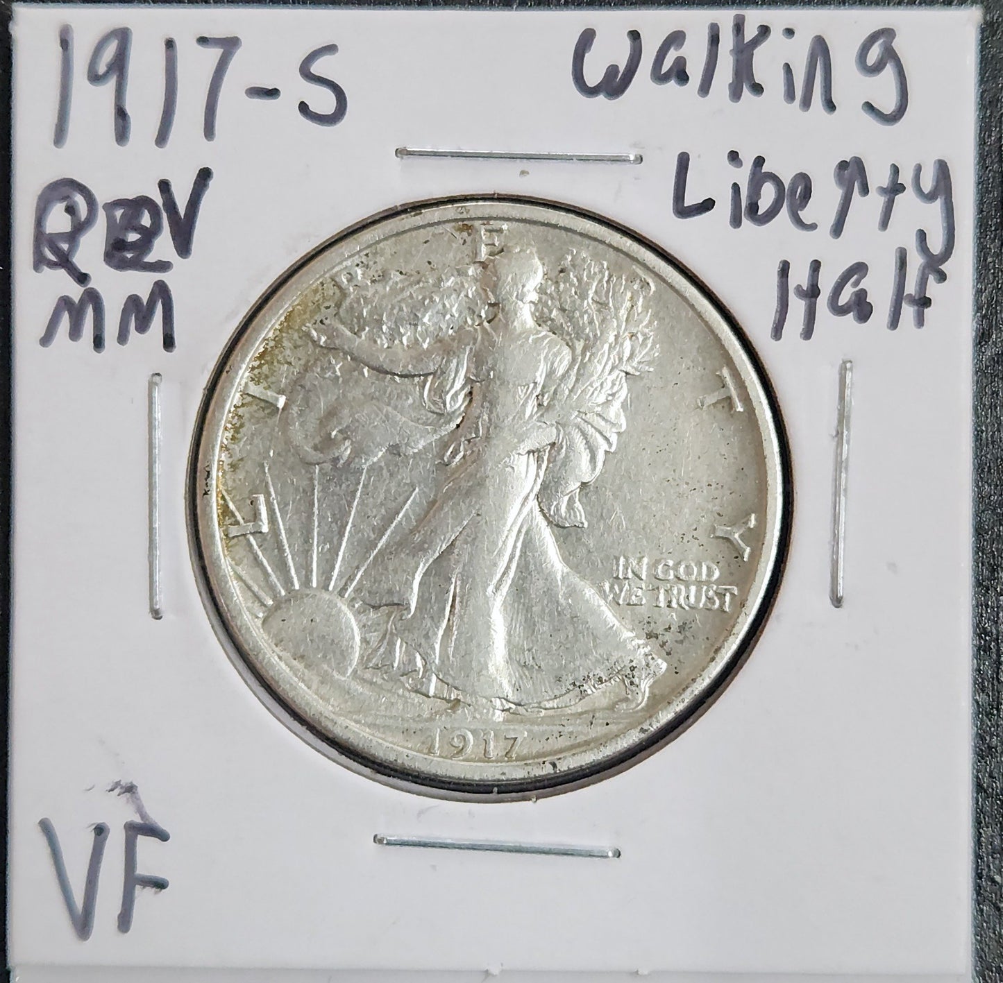 1917-S RRv MM Walking Liberty Half VF 6716.D35-A — Obverse