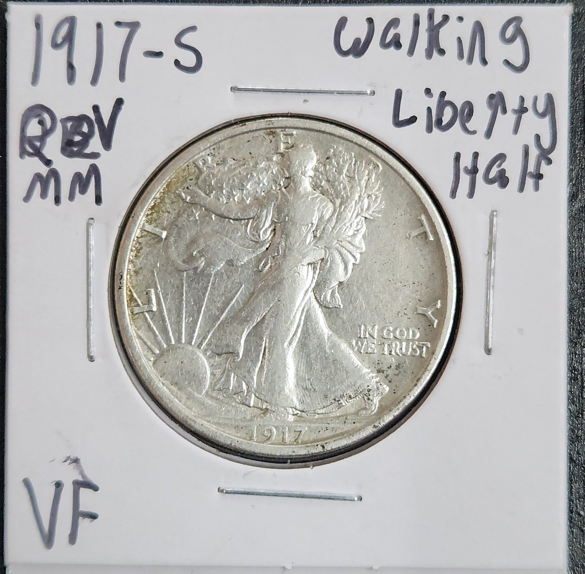 1917-S RRv MM Walking Liberty Half VF 6716.D35-A — Obverse
