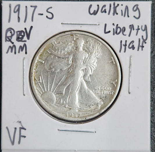 1917-S RRv MM Walking Liberty Half VF 6716.D35-A — Obverse