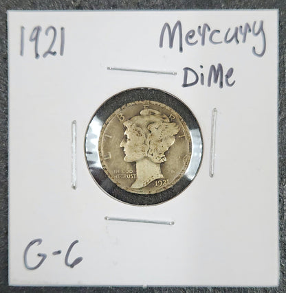 1921 Mercury Dime G-6 4479.6-A — Obverse