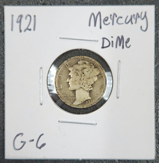 1921 Mercury Dime G-6 4479.6-A — Obverse