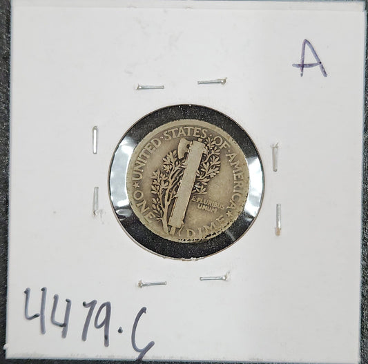1921 Mercury Dime G-6 4479.6-A — Reverse
