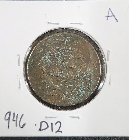1828 Coronet Head Cent Large Narrow Date FINE 946.D12-A — Reverse
