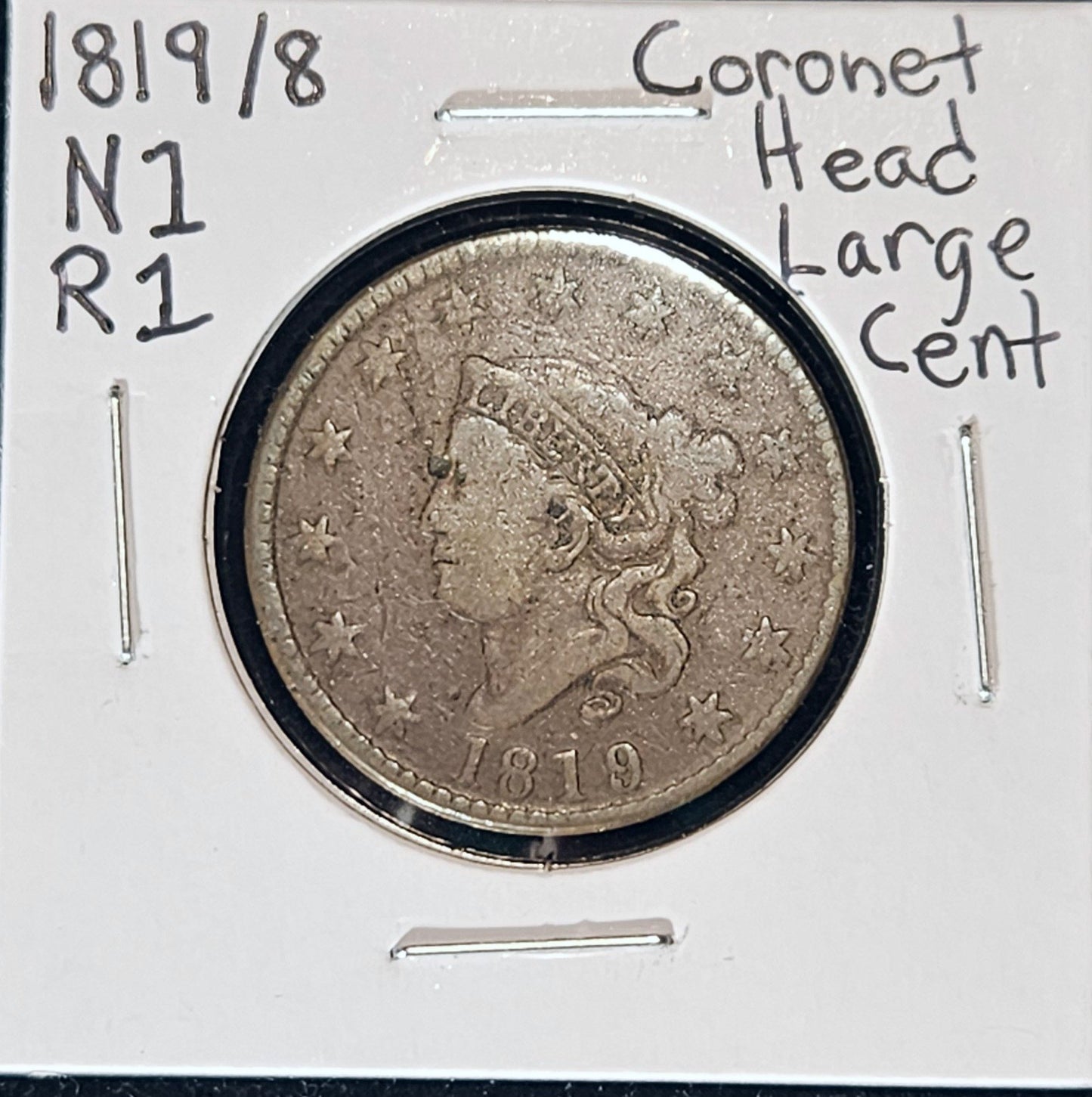 1819/8 Coronet Head Large Cent Overdate N1 Rarity-1 80199.8-A — Obverse
