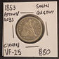 1853 Seated Liberty Quarter VF-25 Cleaned 5124.25-A — Obverse