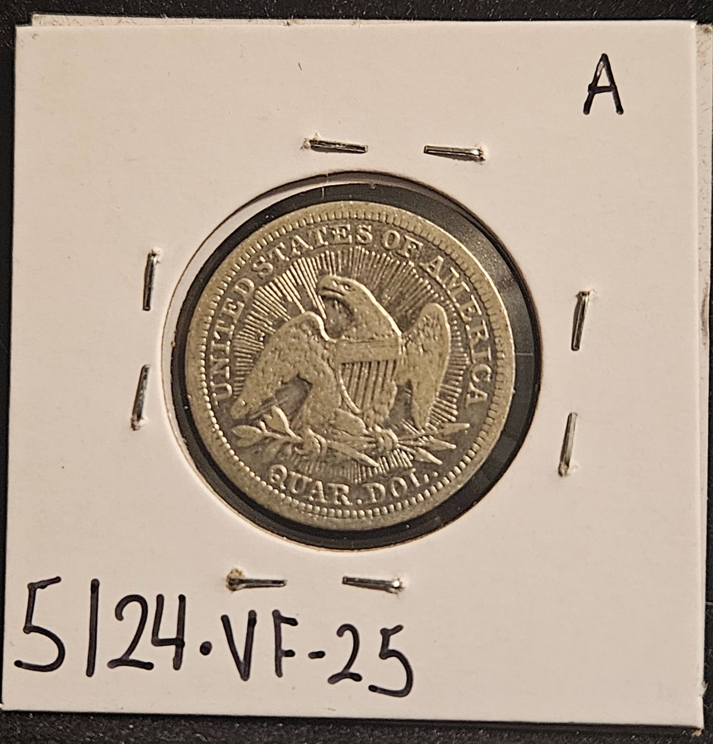 1853 Seated Liberty Quarter VF-25 Cleaned 5124.25-A — Reverse
