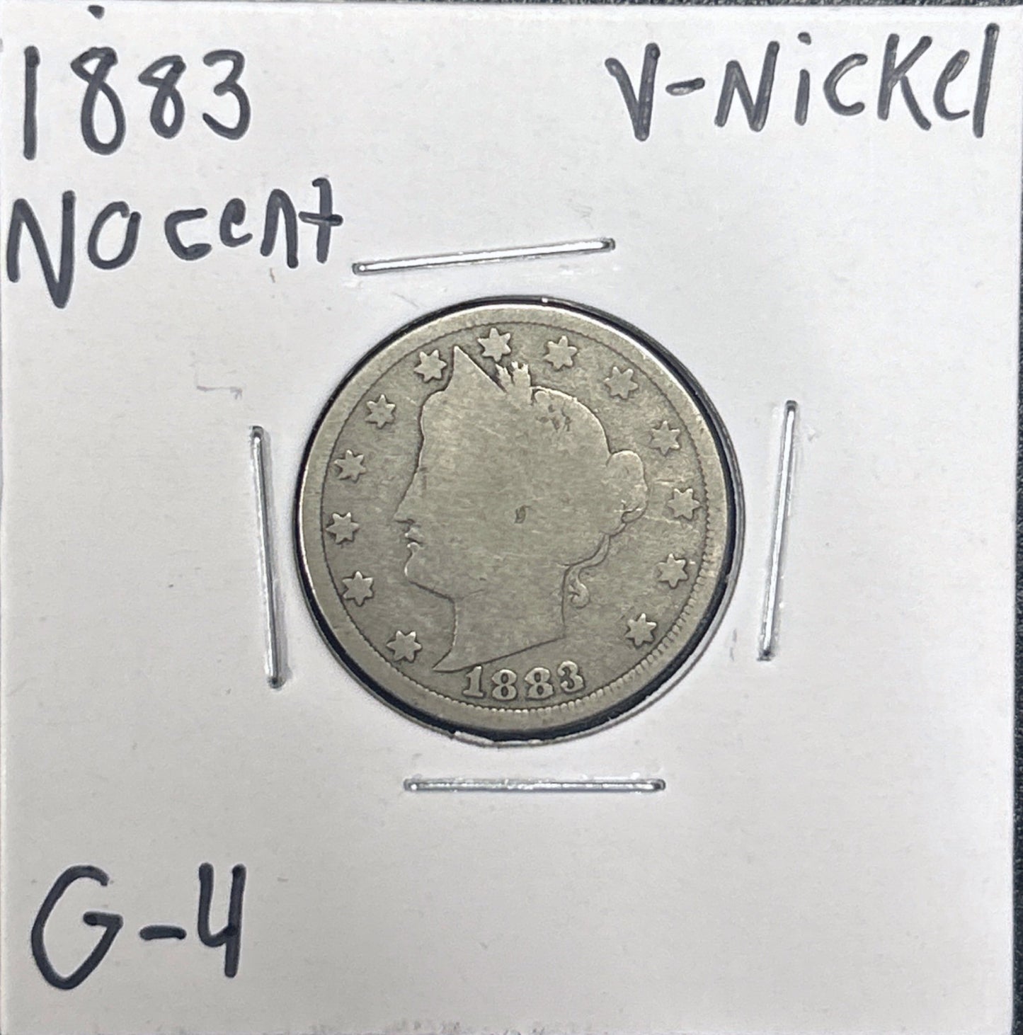 1883 V-Nickel No Cents 2947.4-A — Obverse