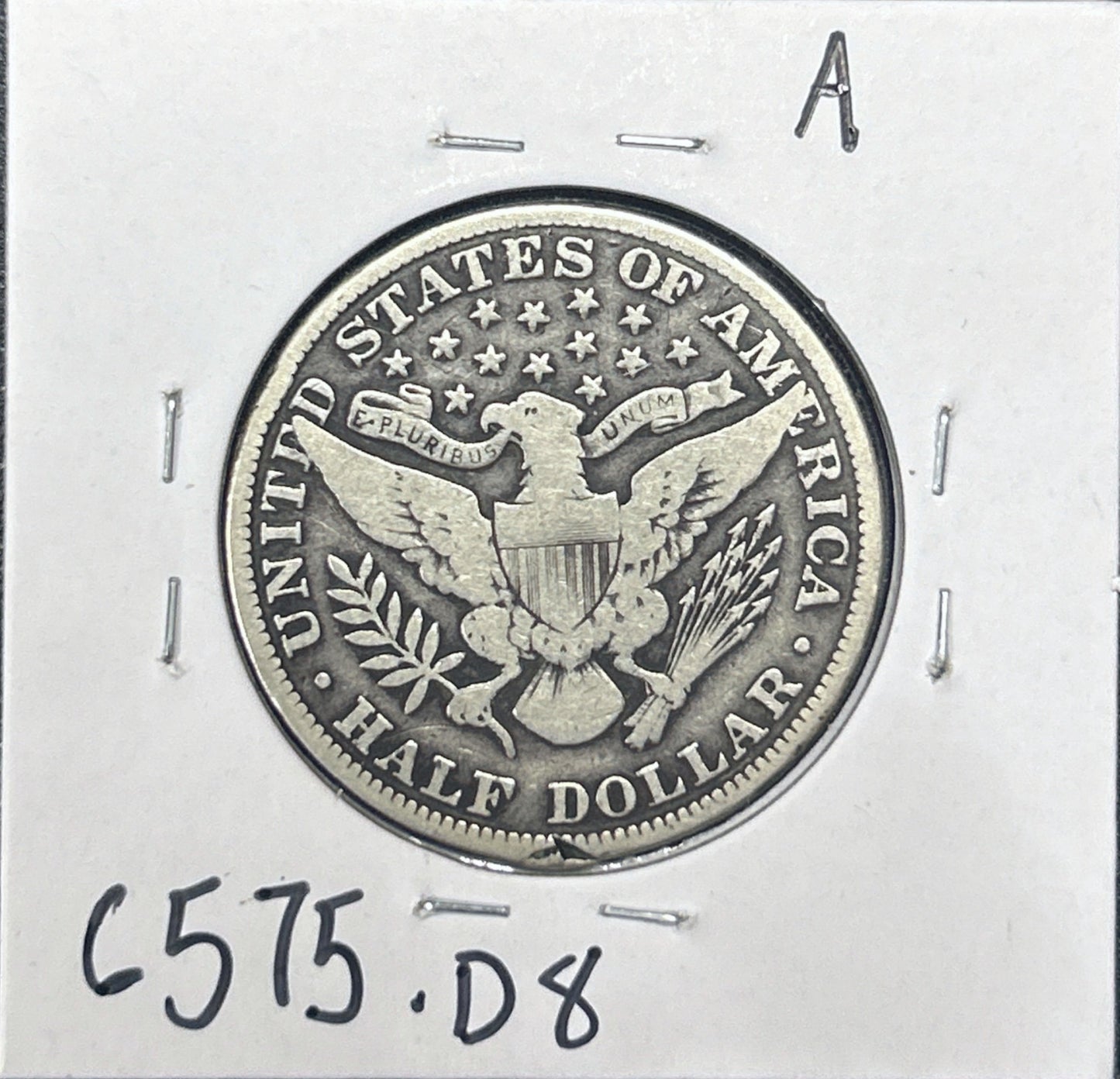 1914 Barber Half 6575.D8-A — Reverse