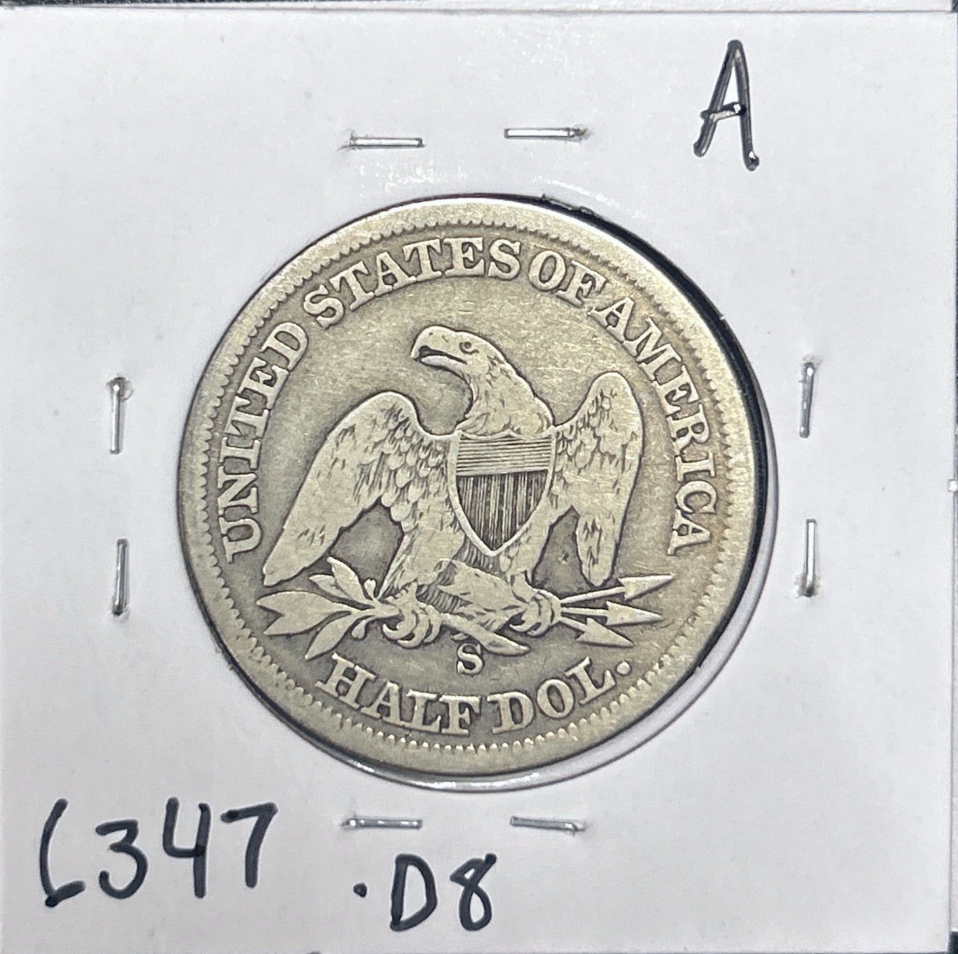 1861-S Seated Half 6347.D8-A — Reverse