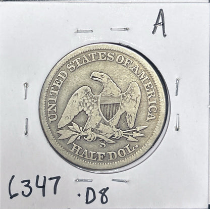 1861-S Seated Half 6347.D8-A — Reverse
