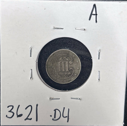 1854 3 Cent Silver 3621.D4-A — Reverse