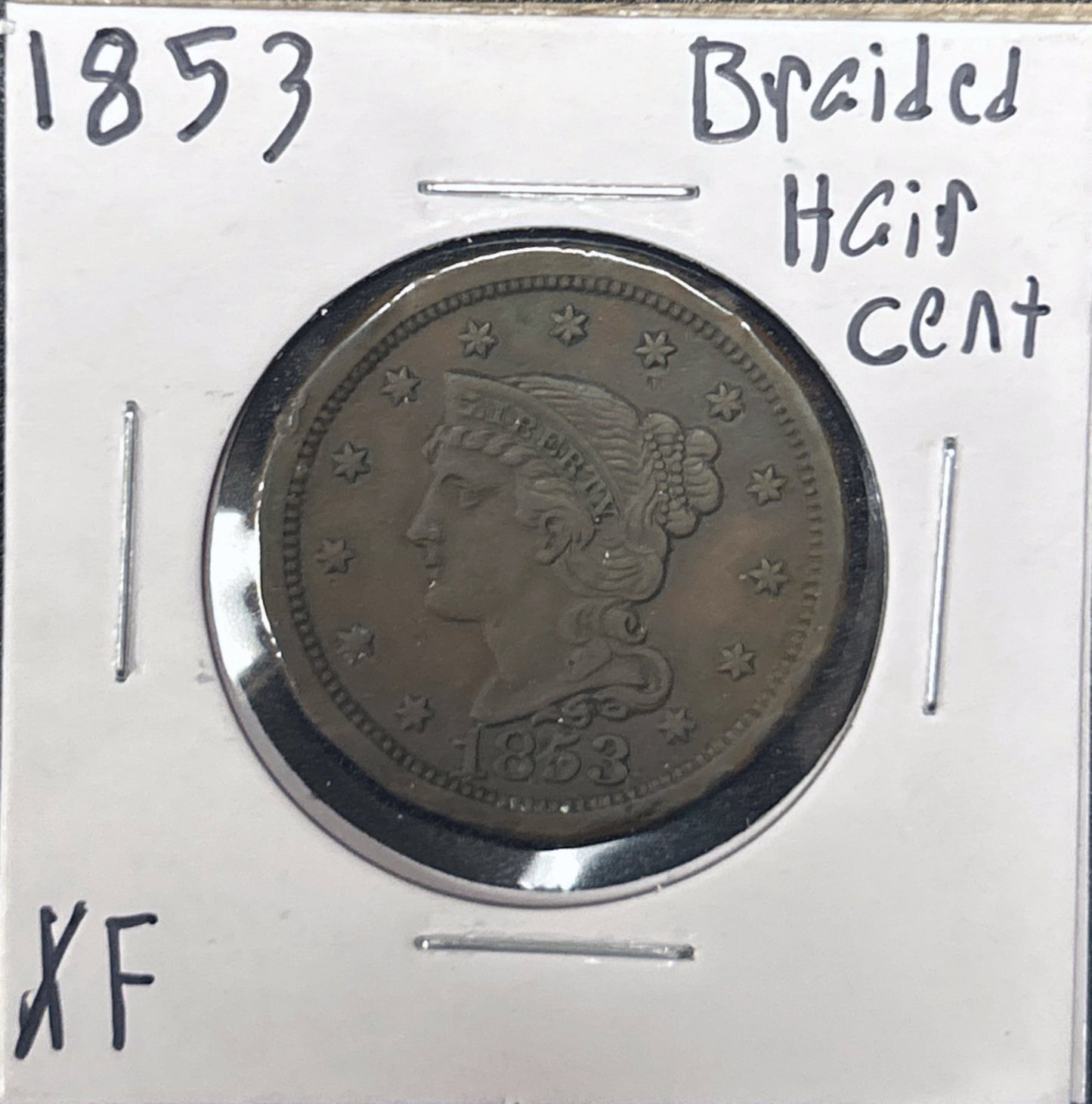 1853 Braided Hair Cent 1168.D45-A — Obverse