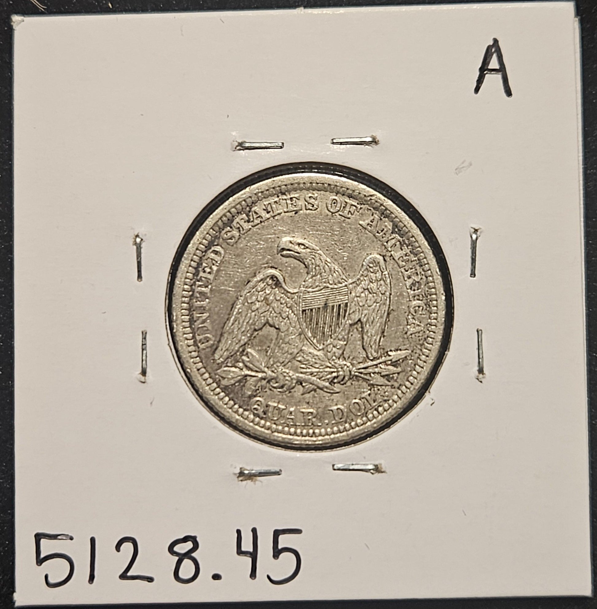 1857 Standing Liberty Quarter XF-45 5128.45-A — Reverse