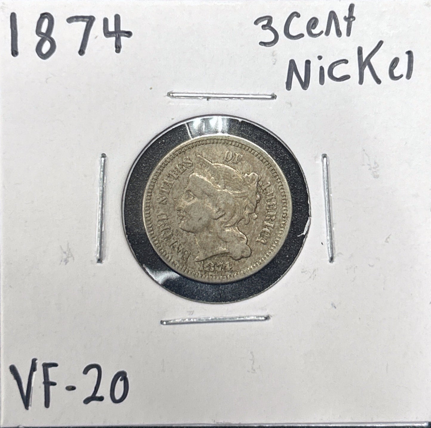 1874 3 Cent Nickel 2777.20-A — Obverse