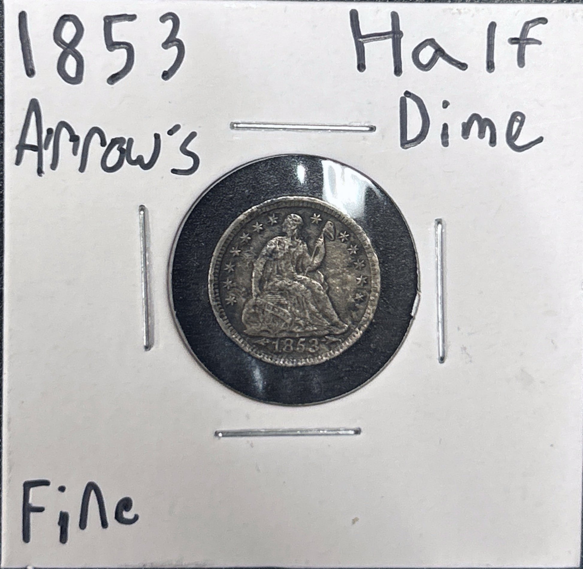 1853 Seated Half Dime Arrows 3779.D12-A — Obverse