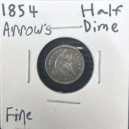 1854 Seated Half Dime Arrows 3780.D15-A — Obverse