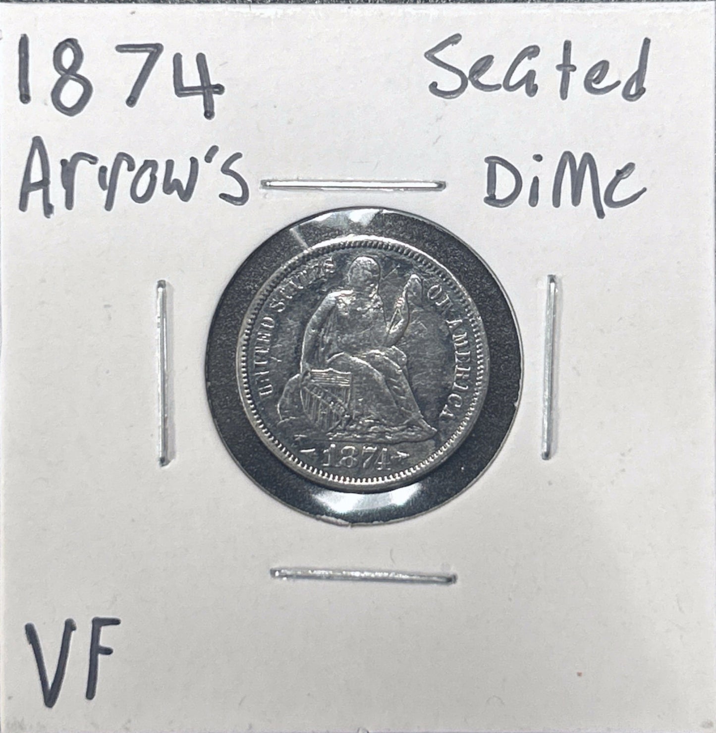 1874 Seated Dime Arrows 4070.D20-A — Obverse