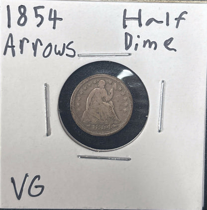 1854 Seated Half Dime Arrows 3780.D10-A — Obverse
