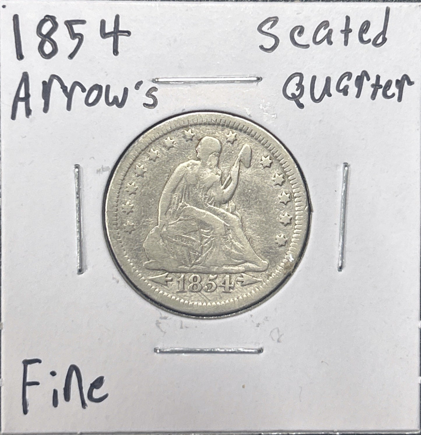 1854 Seated Quarter Arrows 5125.D12-A — Obverse