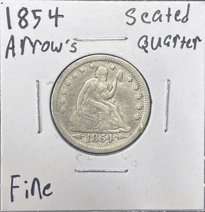1854 Seated Quarter Arrows 5125.D12-A — Obverse