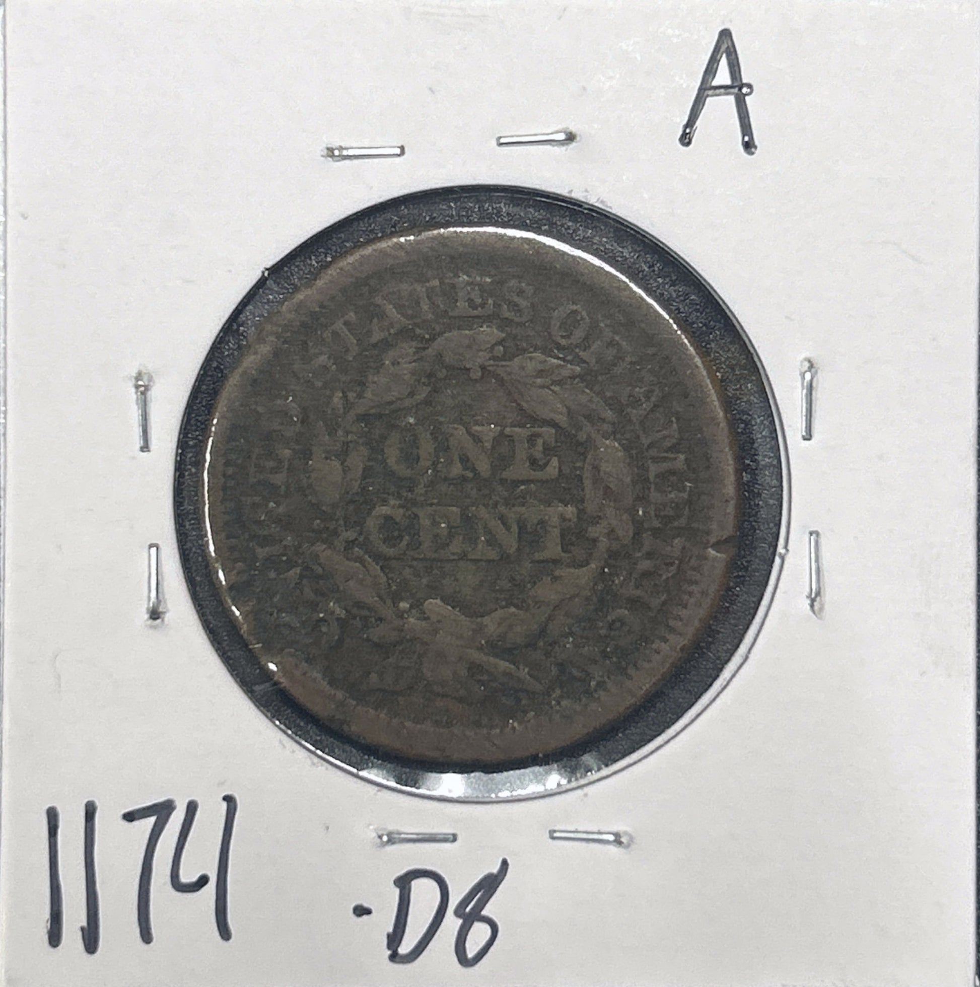 1854 Braided Hair Cent 1174.D8-A — Reverse