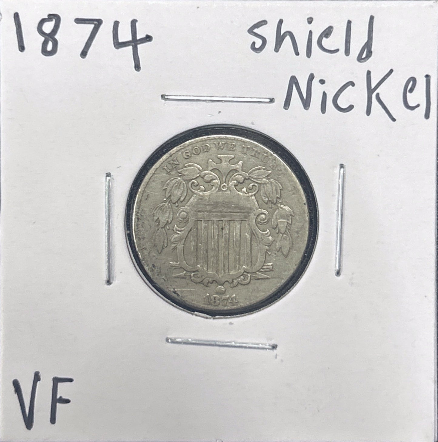 1874 Shield Nickel 2879.D25-A — Obverse