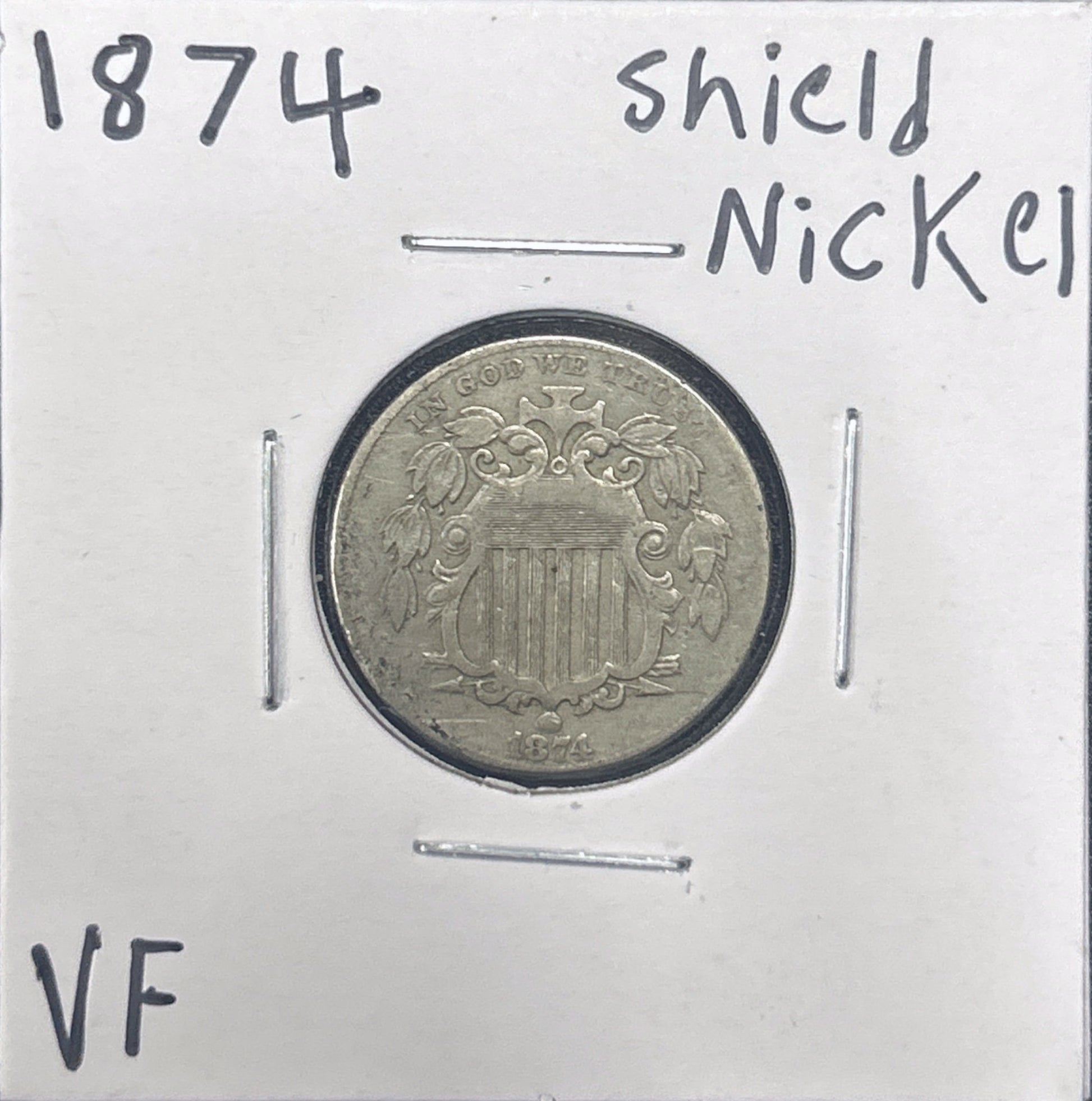 1874 Shield Nickel 2879.D25-A — Obverse