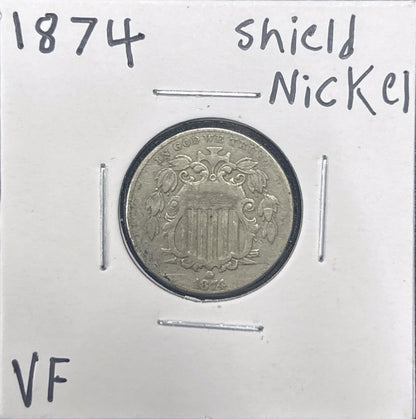 1874 Shield Nickel 2879.D25-A — Obverse