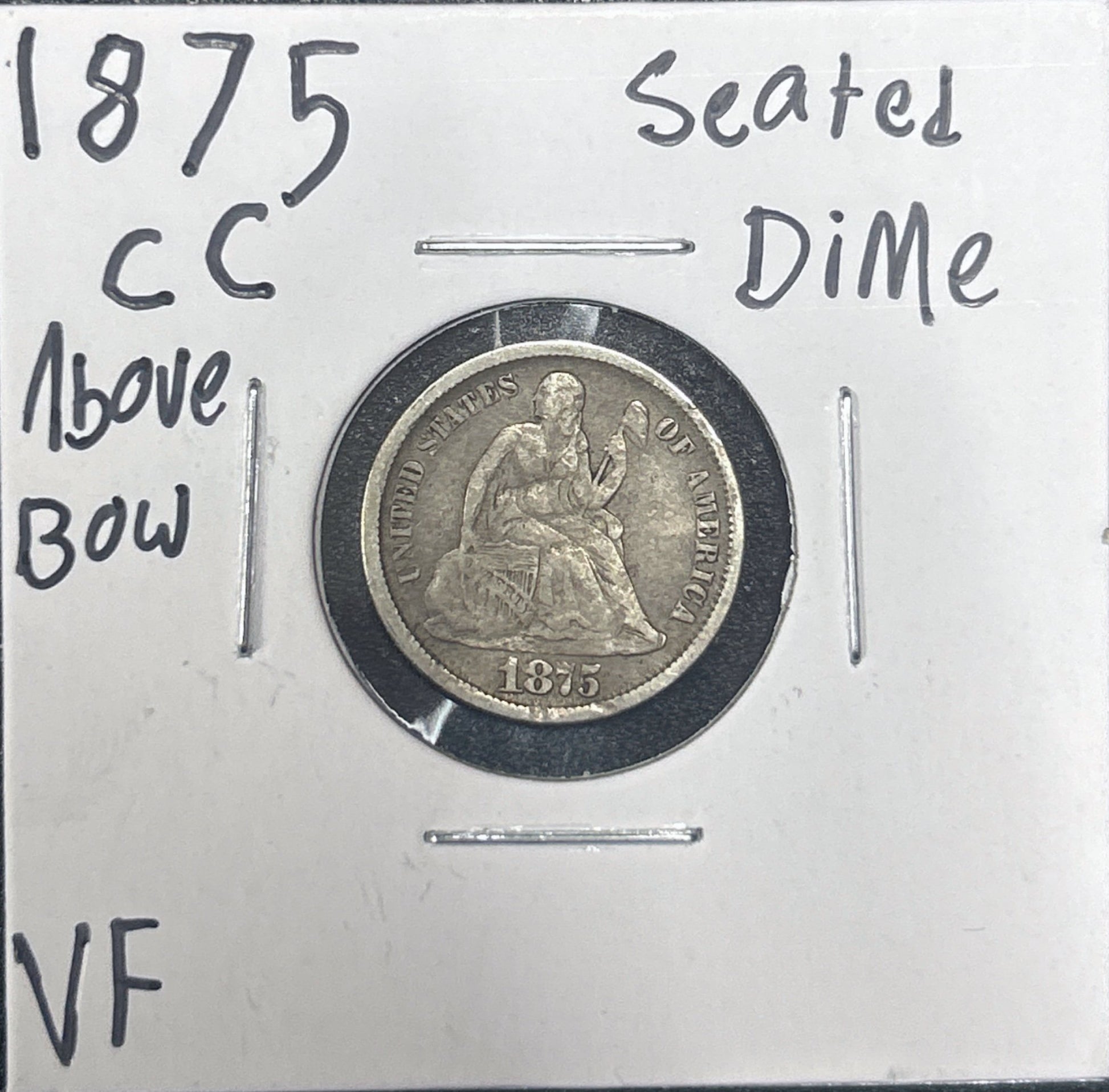 1875-CC Seated Dime Above Bow 4129.D20-A — Obverse
