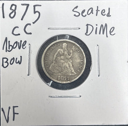 1875-CC Seated Dime Above Bow 4129.D20-A — Obverse