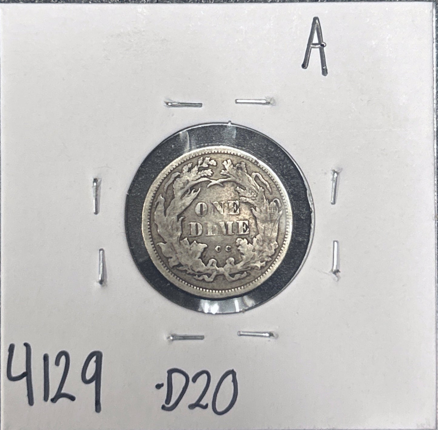 1875-CC Seated Dime Above Bow 4129.D20-A — Reverse