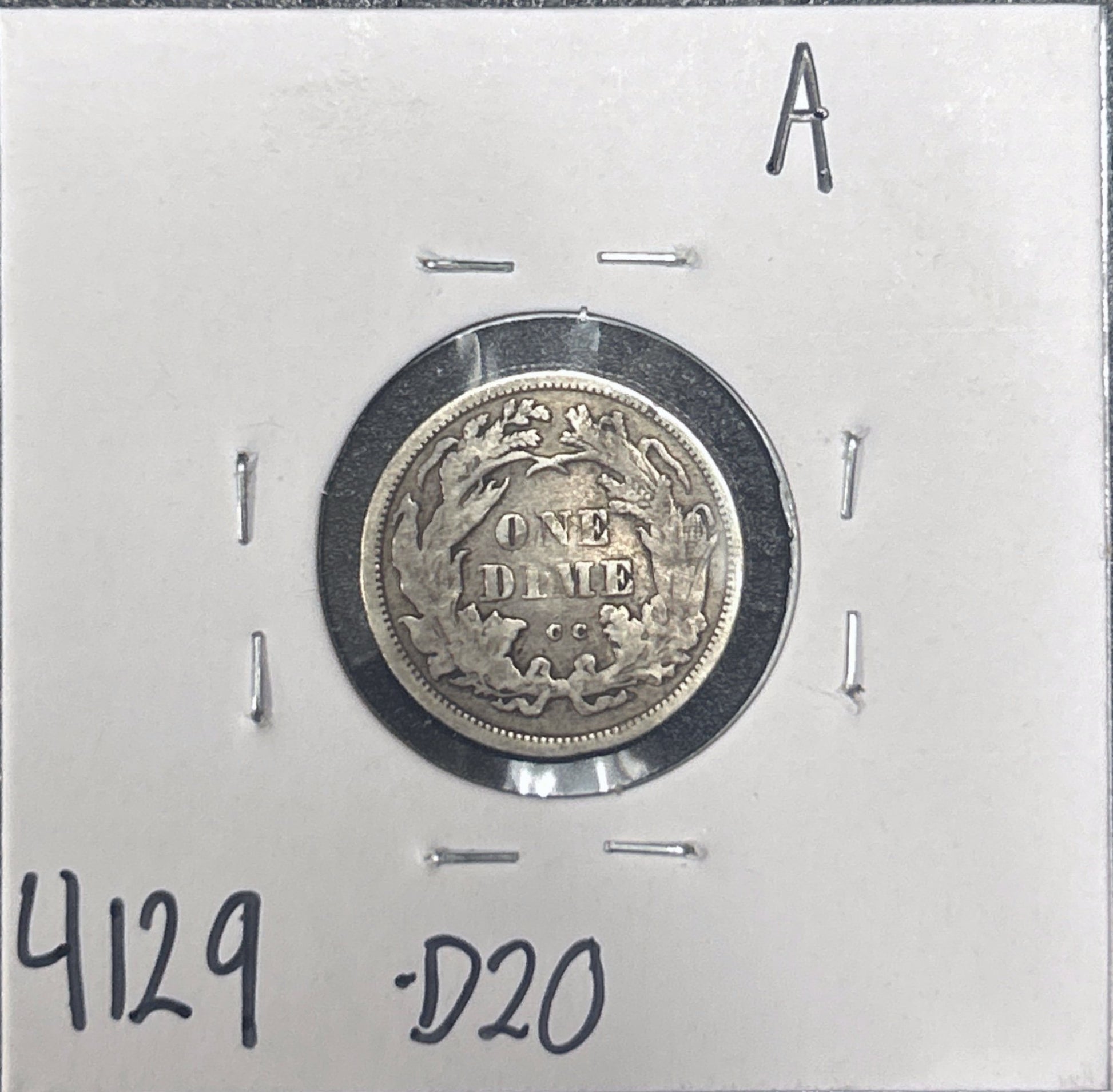 1875-CC Seated Dime Above Bow 4129.D20-A — Reverse