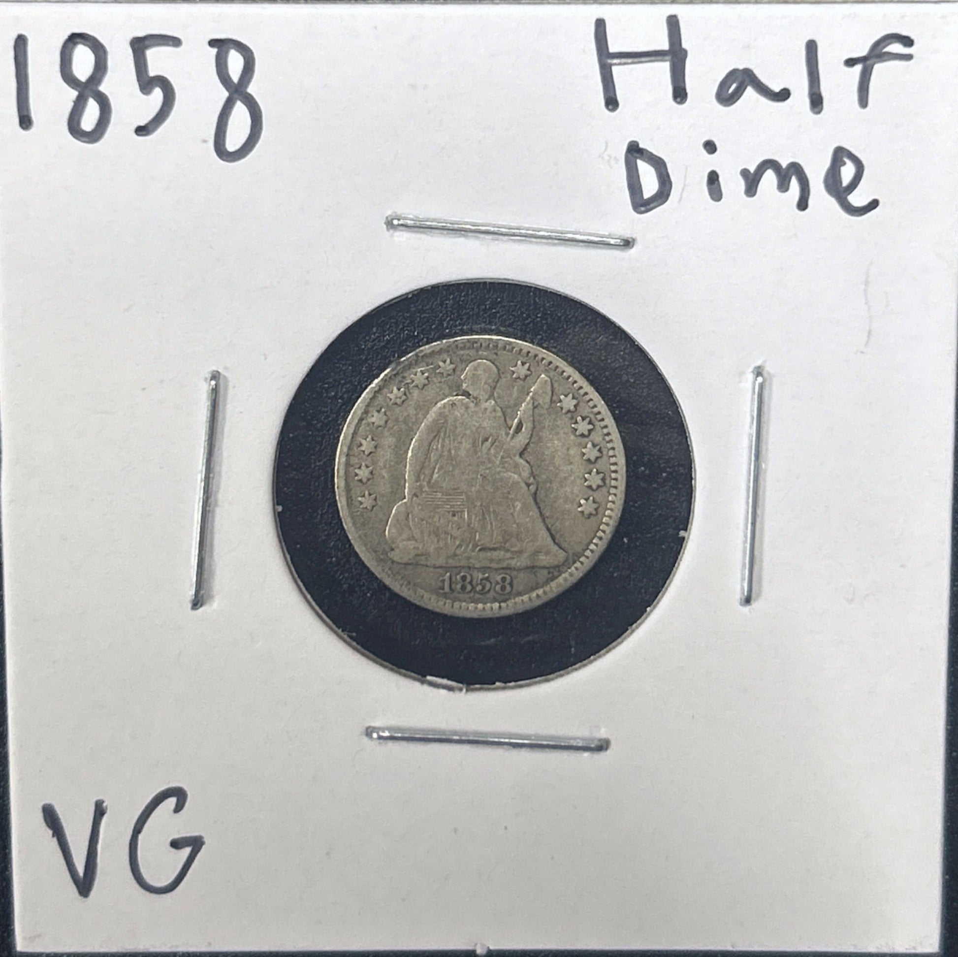 1858 Seated Half Dime 3784.D10-A — Obverse
