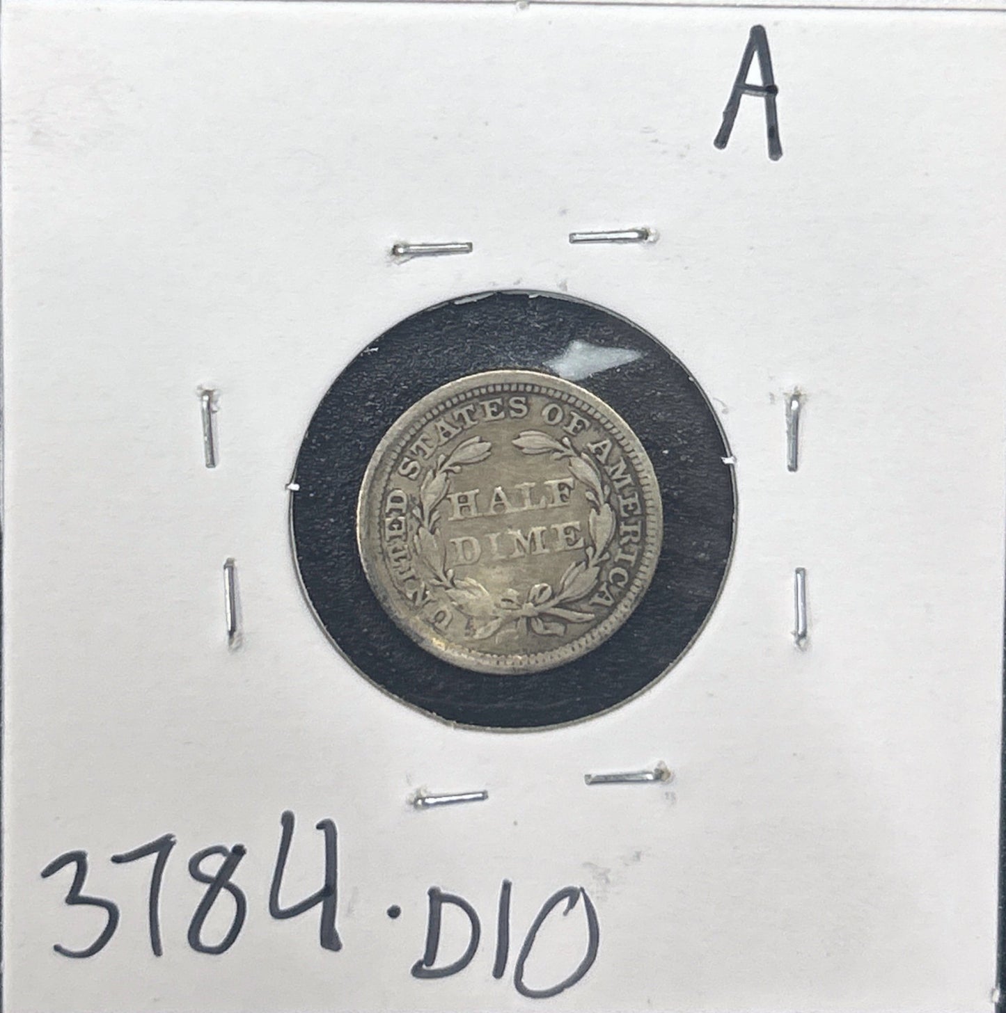 1858 Seated Half Dime 3784.D10-A — Reverse