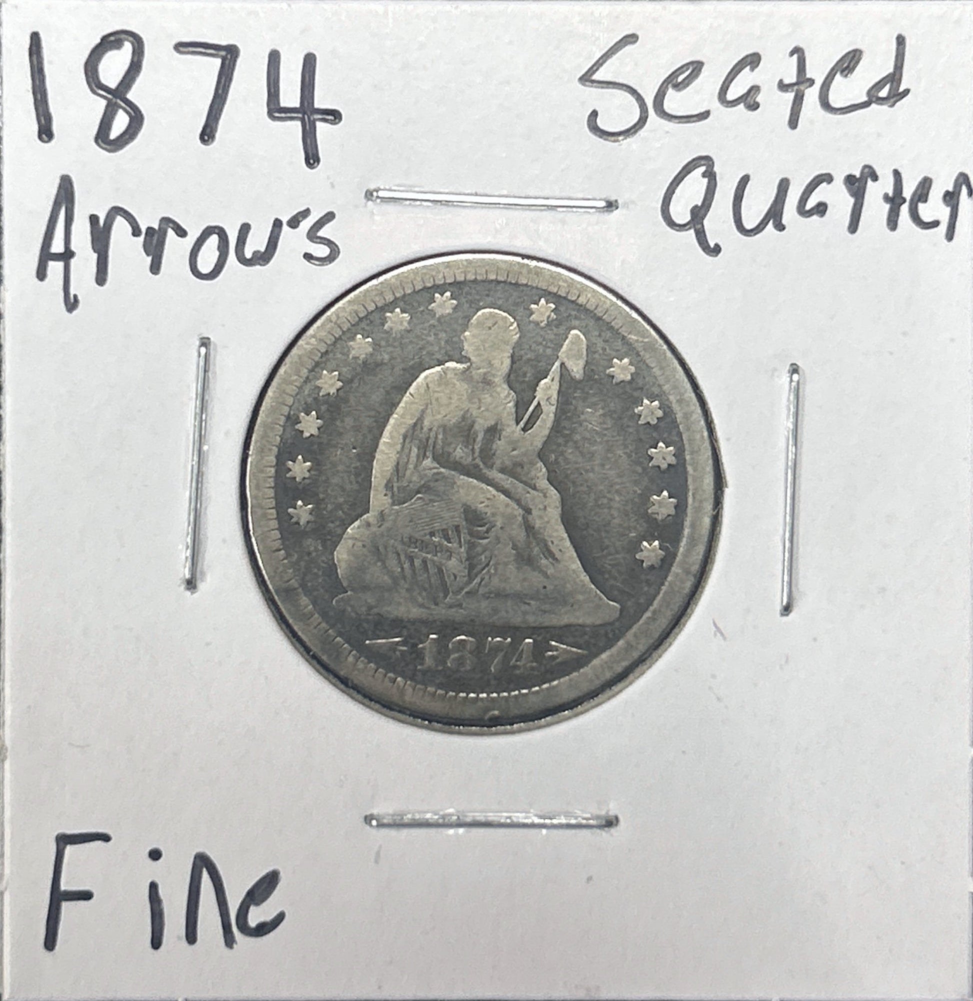 1874 Seated Quarter Arrows 5147.D12-A — Obverse