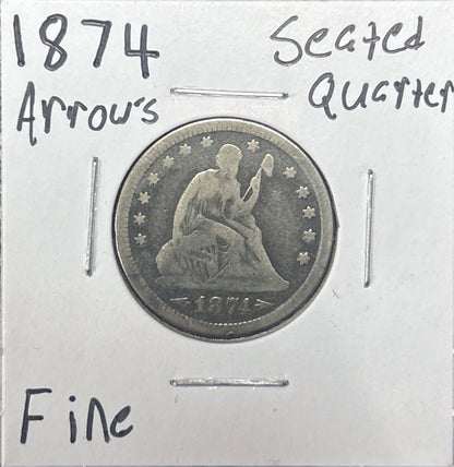 1874 Seated Quarter Arrows 5147.D12-A — Obverse