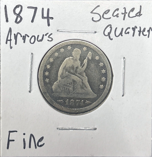 1874 Seated Quarter Arrows 5147.D12-A — Obverse