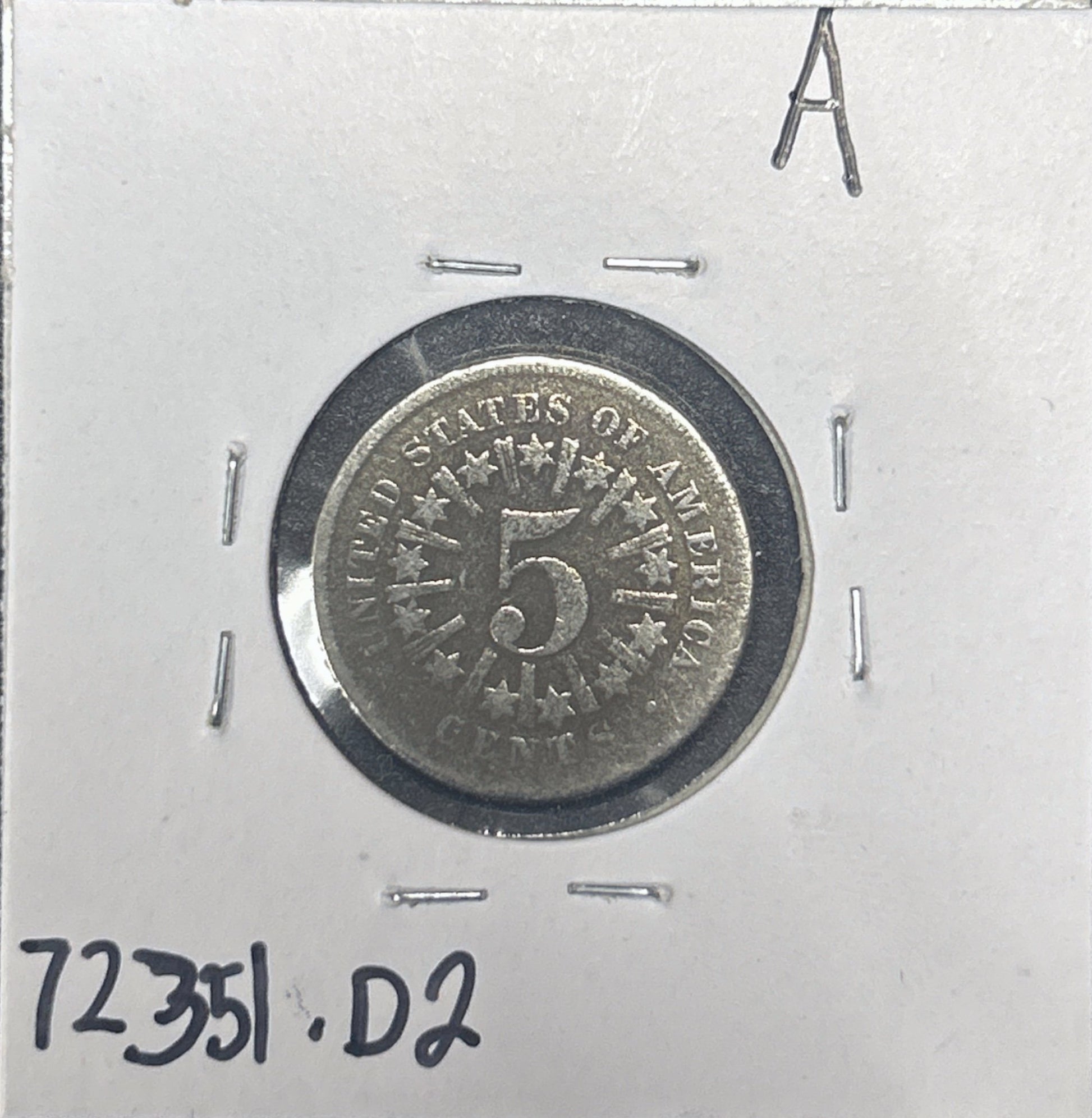 1866-1867 Shield Nickel 72351.D2-A — Reverse