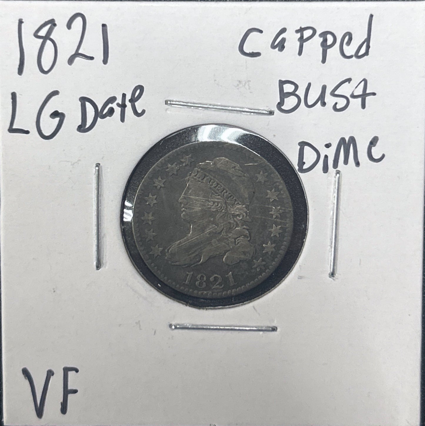 1821 Capped Bust Dime Lg Date 3979.D25-A — Obverse