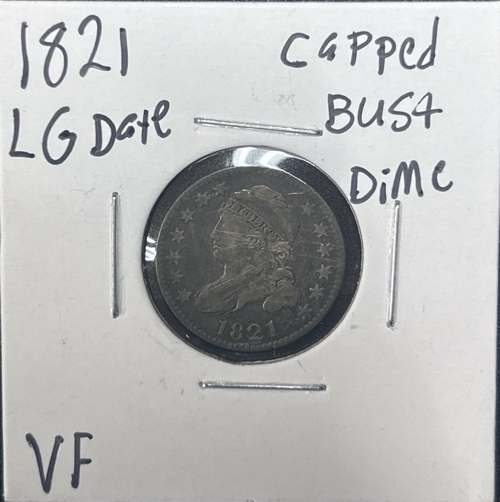 1821 Capped Bust Dime Lg Date 3979.D25-A — Obverse