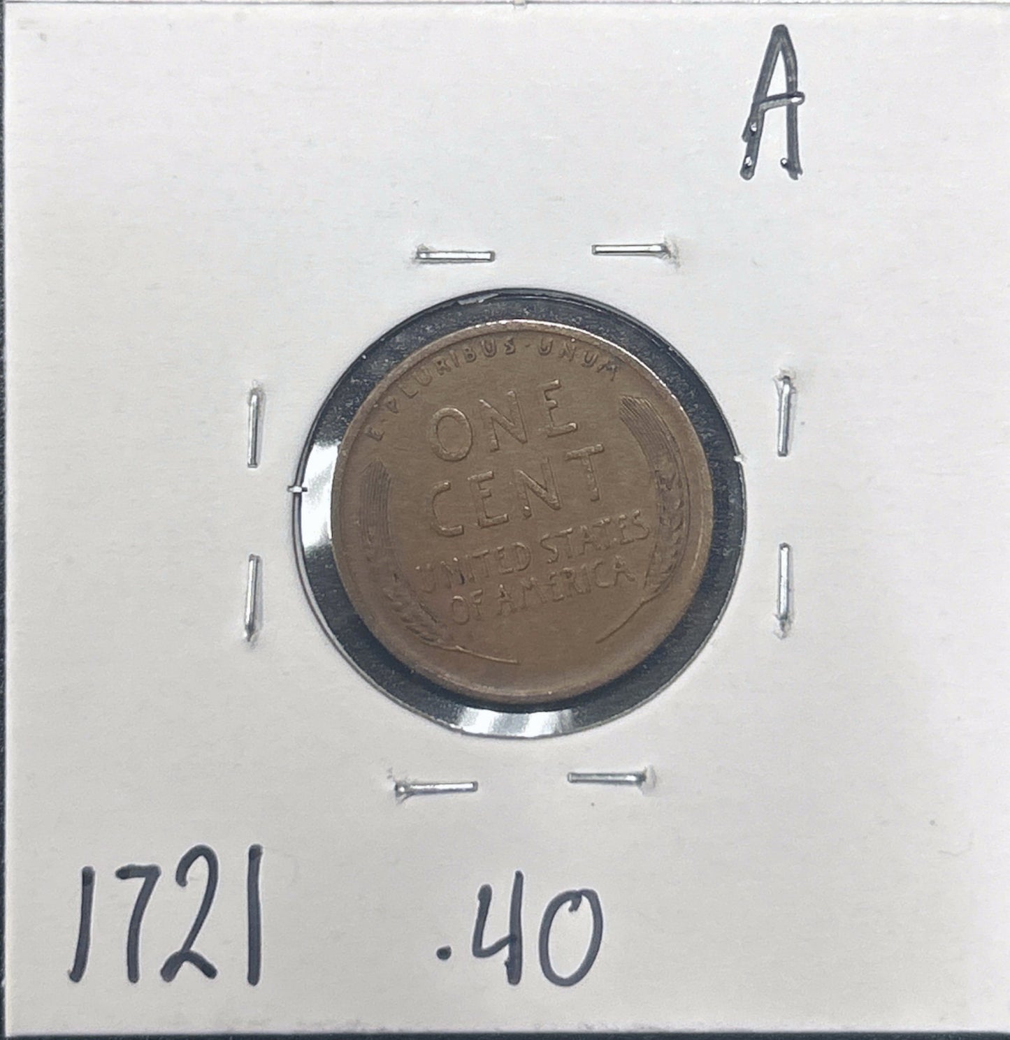 1909 Wheat Cent 1721.40-A — Reverse