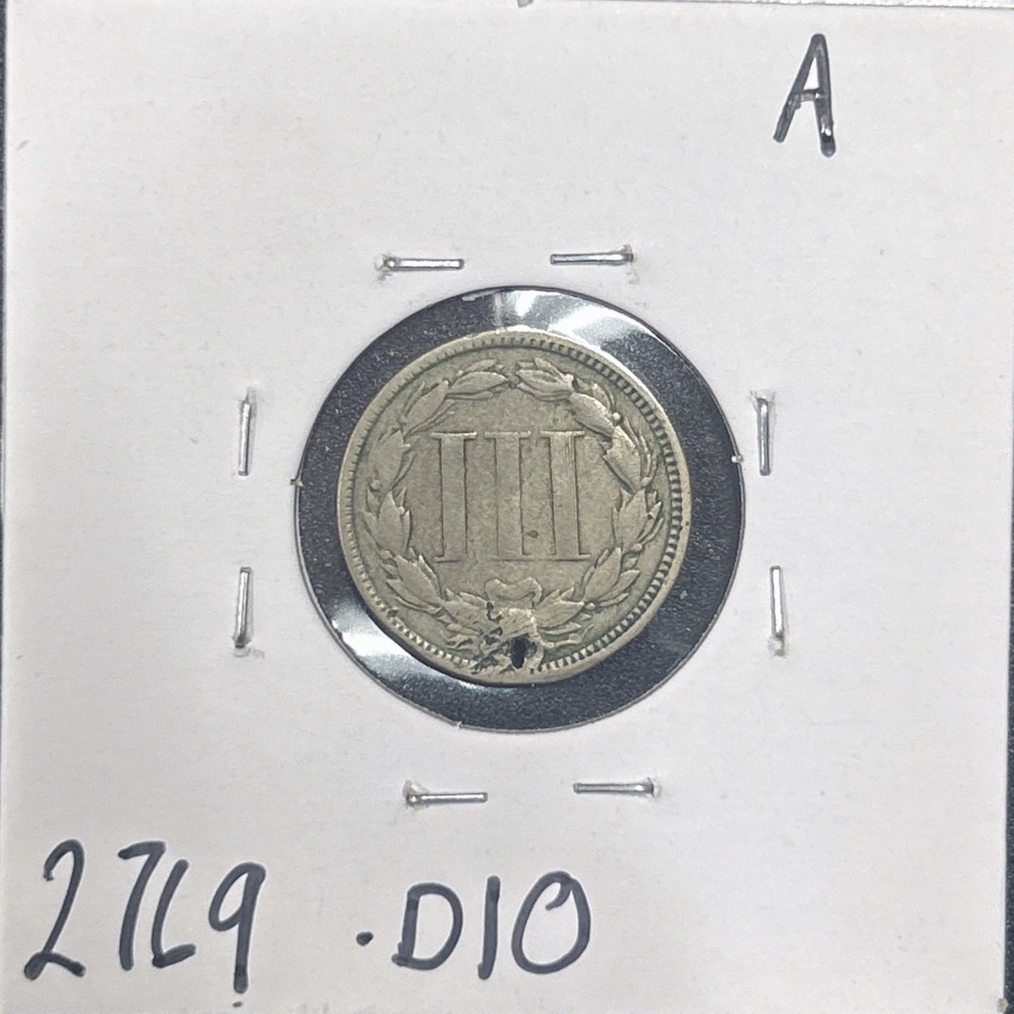 1867 3 Cent Nickel 2769.D10-A — Reverse
